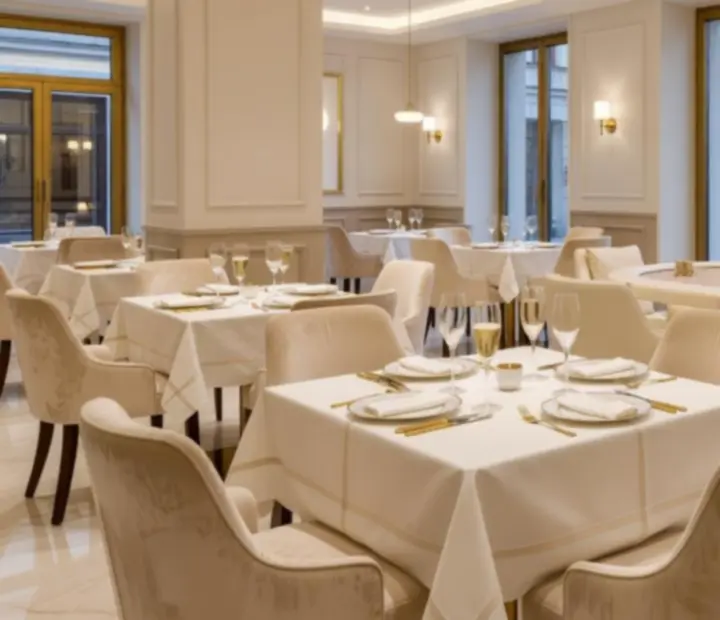 Elegáns éttermi és lounge környezet prémium terítéssel