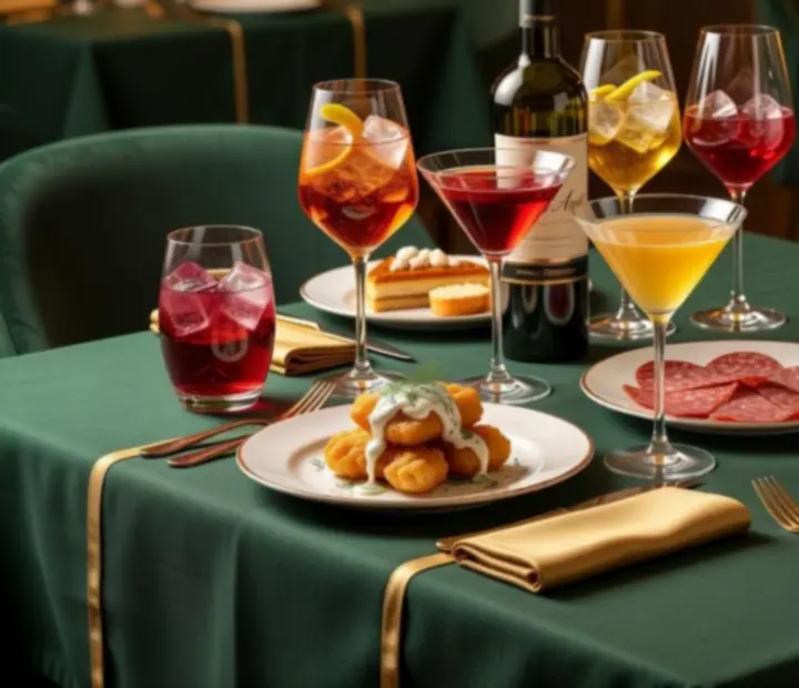Bor- és koktélpárosítás elegáns poharakkal egy bistro asztalon